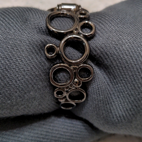 Studio Time Gun Metal Adjustable Cuff Watch with Rhinestone Embellishmen… - Picture 5 of 8